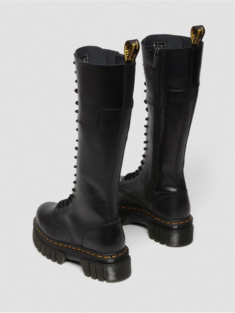 Dr. Martens AUDRICK 20-EYE LEATHER KNEE HIGH PLATFORM BOOTS